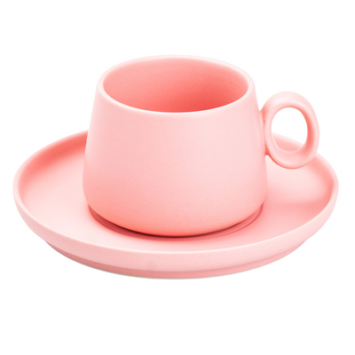Чашка з блюдцем керамічна 300 мл Рожева HP7209P фото