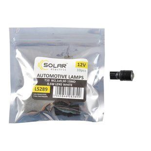 Автолампа Solar LED 12V T10 W2.1x9.5d 1SMD 0,5W with lens white 10шт LS289_P фото