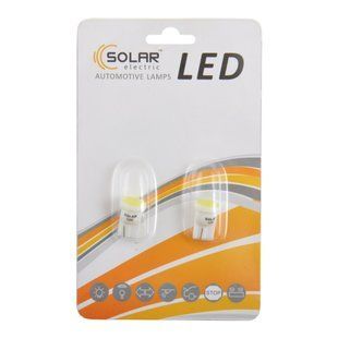Автолампа Solar LED 12V T10 W2.1x9.5d 1COB 48LM white, 2шт LC331_B2 фото