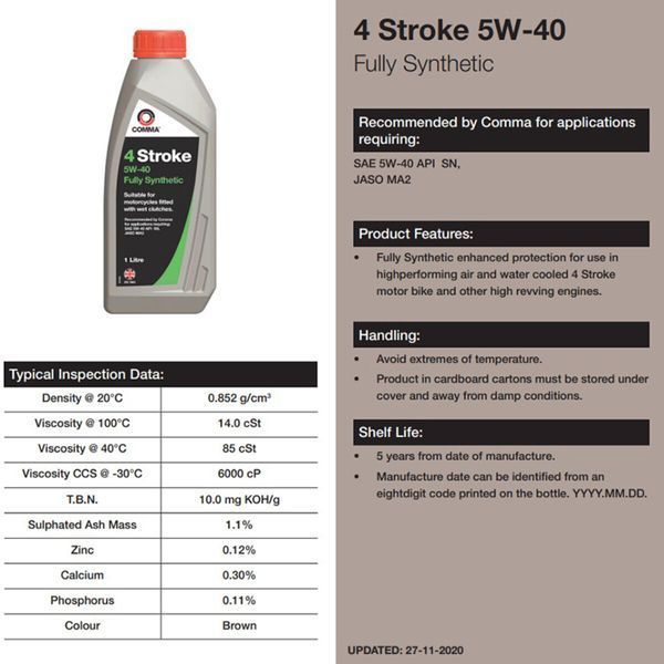 Чотиритактне масло Comma Two Wheel 4T 5W-40 Fully Syn 1л FSTFS1L фото