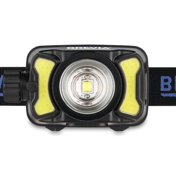 Фонарь налобный Brevia 600Lm, 3W CREE XPG+COB, 1200mAh/3xAAA, Zoom, с сенсором белый/красный 14500ERBX1 фото