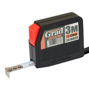 Рулетка з автостопом 3м&times;13мм (чорна) GRAD (3816035) 3816035 фото