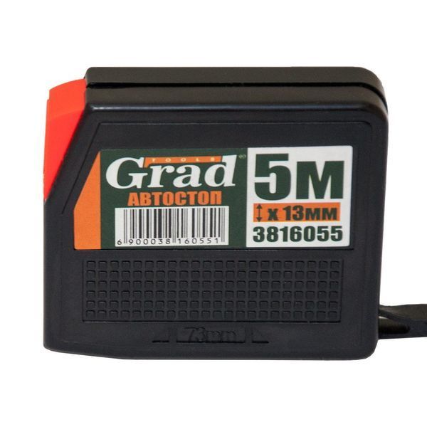 Рулетка с автостопом 5м&times;13мм (черная) GRAD (3816055) TR3816055 фото