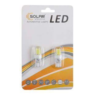 Автолампа Solar LED 12V T10 W2.1x9.5d COB 70lm white, 2шт LC344_B2 фото