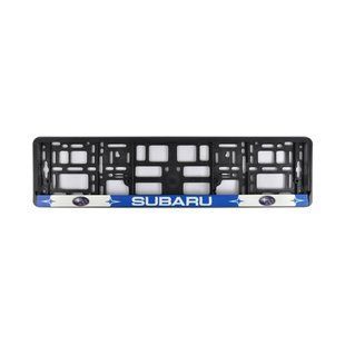 Рамка Сarlife під номер, кольоровий друк, Subaru біло-синя NH011 фото