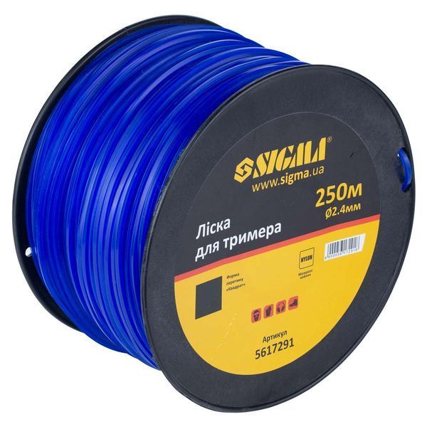 Ліска для тримера квадрат &Oslash;2.4мм 250м котушка SIGMA (5617291) TR5617291 фото