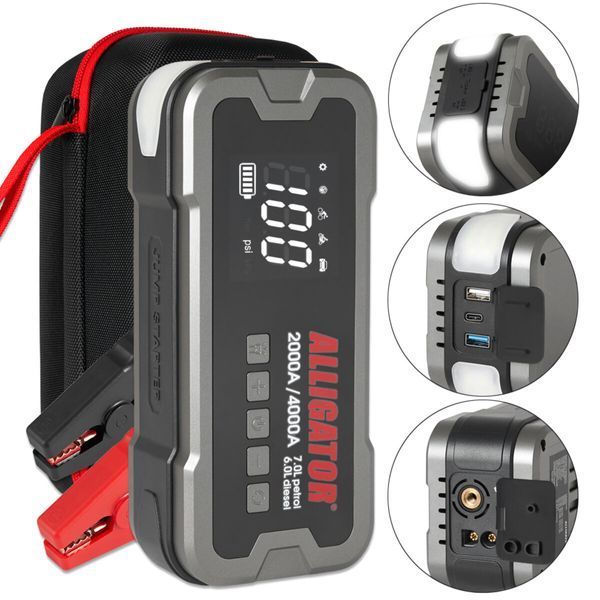 Пусковий пристрій Alligator Jump Starter 2000A/4000A 24000mAh з компресором 10Bar JS850 фото