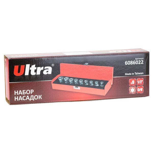 Набор насадок Star 1/2" 9шт CrV ULTRA (6086022) TR6086022 фото