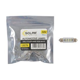 Автолампа Solar LED 12V SV8.5 T11x39mm 6smd 3528 white 10шт LS276_P фото