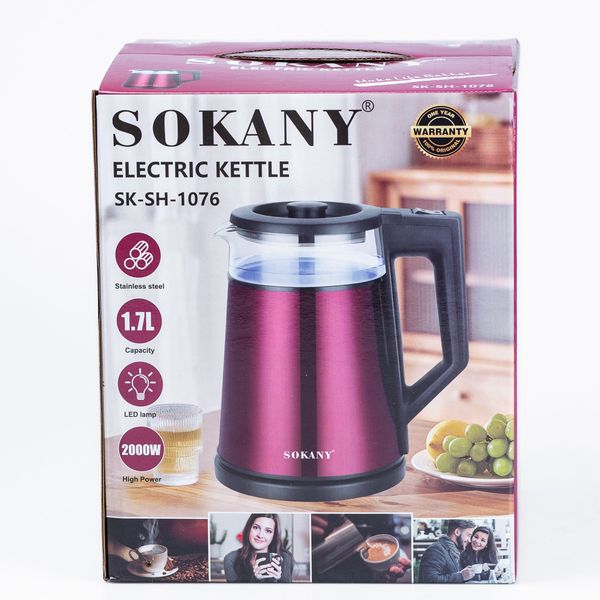 Електрочайник Sokany SK-SH-1076B Electric Kettle 2000W 1.7l SKSH1076B фото