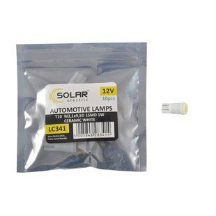 Автолампа Solar LED 12V T10 W2.1x9.5d 1SMD 1W Ceramic white 10шт LC341_P фото
