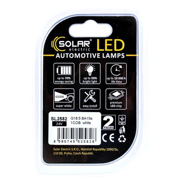 Автолампа Solar LED 24V G18.5 BA15s white, 2шт SL2582 фото