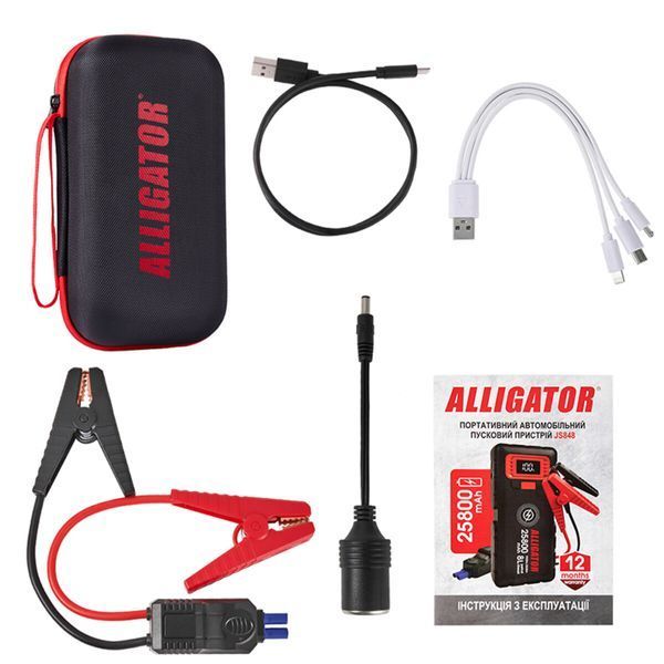Пусковое устройство Alligator Jump Starter 1500A/2500A 25800mAh со Smart-клемами и беспроводной зарядкой JS848 фото