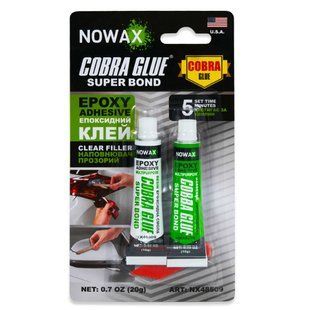 Клей епоксидний Nowax двокомпонентний прозорий 20г NX48509 фото