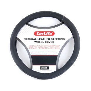 Чехол на руль Carlife 39-41 см кожаный, черный SW234L SW234L фото