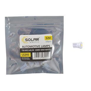 Автолампа Solar LED 12V T10 W2.1x9.5d 1smd 5050 white 10шт LS245_P фото