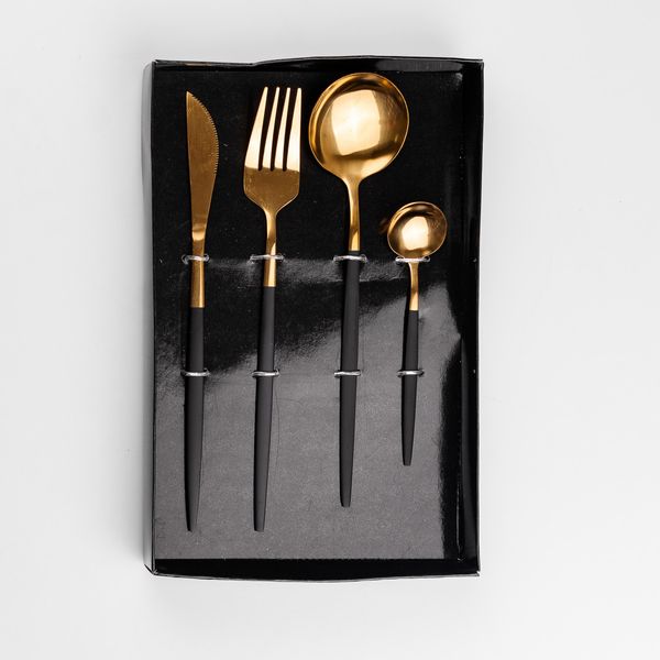 Набір столових приборів Cutlery set із нержавіючої сталі на 1 персону 4 штуки столовий набір HP96916 фото