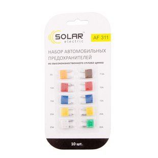 Набор предохранителей Solar AF311 "мини", цинковый сплав, 10шт AF311 фото