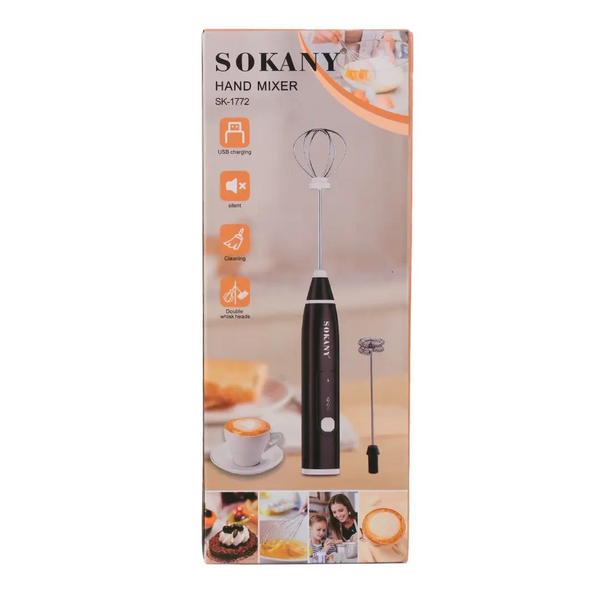 Спінювач молока Sokany SK1772W Hand Mixer USB 1200mAh Black збивалка для молока SK1772W фото