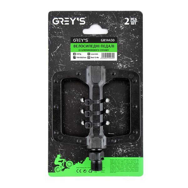 Велосипедні педалі Grey's із алюмінієвого сплаву, чорні, 1 пара GR14430 GR14430 фото