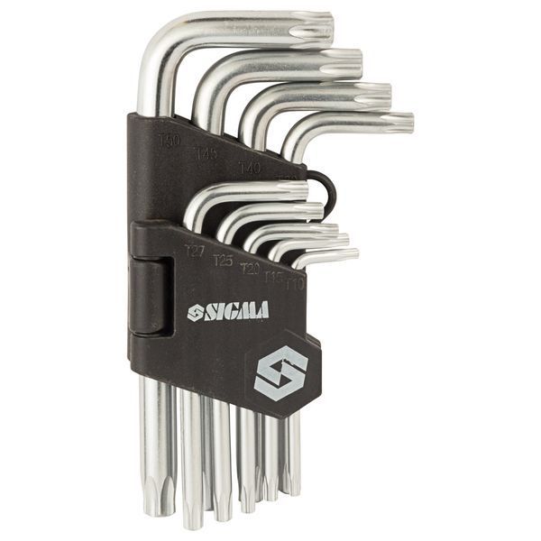 Ключі TORX 9шт T10-T50 мм CrV (короткі з отвором) SIGMA (4022211) 4022211 фото