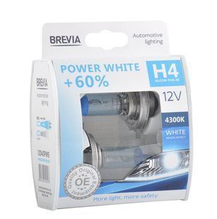 Галогенова лампа Brevia H4 12V 60/55W P43t Power White +60% 4300K S2 12040PWS фото