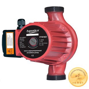 Насос циркуляционный 0.5кВт Hmax 12м Qmax 190л/мин Ø2" 220мм + гайки Ø1¼" AQUATICA (774163) 774163 фото