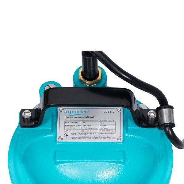 Насос канализационный 1.1кВт Hmax 18м Qmax 350л/мин AQUATICA (773413) 773413 фото