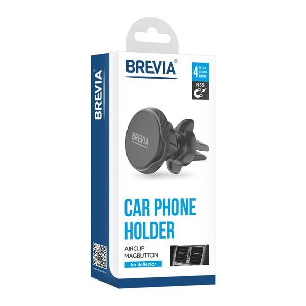 Тримач телефону автомобільний Brevia AirClip MagButton на дефлектор, 4 магніти 48200 фото