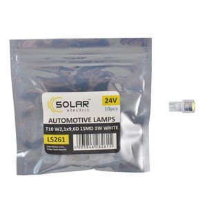Автолампа Solar LED 24V T10 W2.1x9.5d SMD 1W, white 10шт LS261_P фото
