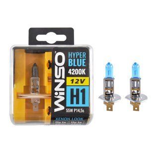 Галогенова лампа Winso H1 12V 55W P14.5s SET HYPER BLUE 4200K 2шт 712150 фото