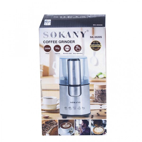 Кавомолка електрична Sokany SK-3020S Coffee Grinder 200W 90g кавоварка для дому SK3020S фото