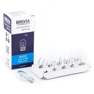 Лампа накаливания Brevia W21W 12V 21W W3x16d CP, 10шт 12310C фото