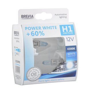 Галогенова лампа Brevia H1 12V 55W P14,5s Power White +60% 4300K S2 12010PWS фото
