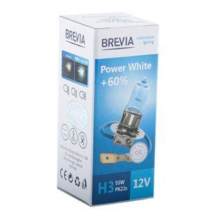 Галогенова лампа Brevia H3 12V 55W PK22s Power White +60% 4300K CP 12030PWC фото