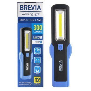 Фонарь инспекционный Brevia LED 3W COB+1W LED 300lm, 3xAA 11440 фото