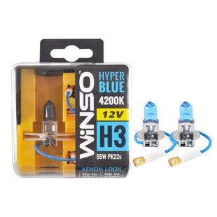 Галогенова лампа Winso H3 12V 55W PK22s SET HYPER BLUE 4200K 2шт 712350 фото
