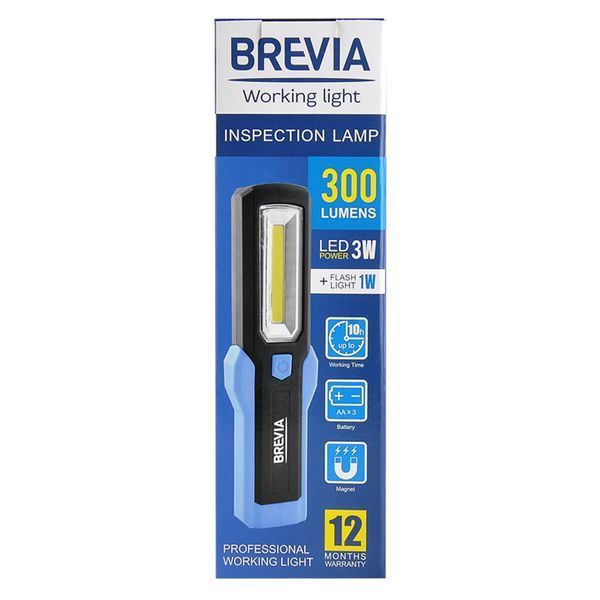 Фонарь инспекционный Brevia LED 3W COB+1W LED 300lm, 3xAA 11440 фото