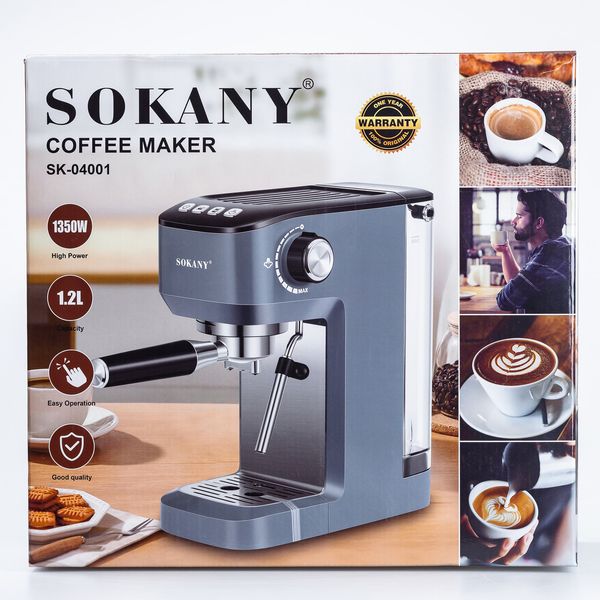 Кофеварка рожковая Sokany Coffee Maker 1.2л эспрессо машина кофеварка для дома SK04001 фото