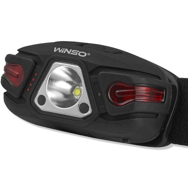 Фонарь налобный Winso 250Lm, 5W LED, 850mAh, с сенсором белый/красный 750500 фото