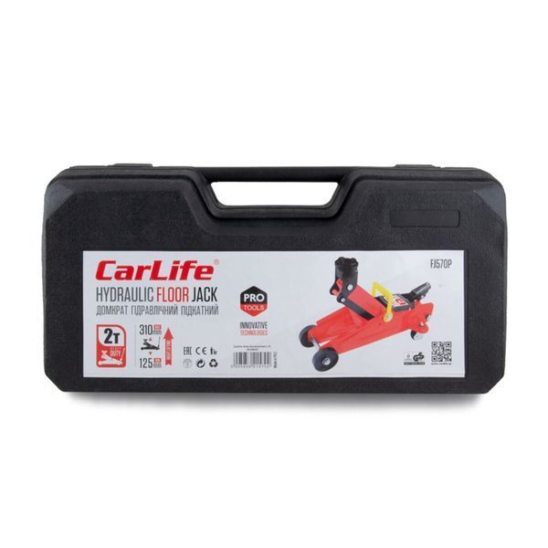 Домкрат гидравлический подкатный CarLife 2т 125-310мм в кейсе FJ570P фото