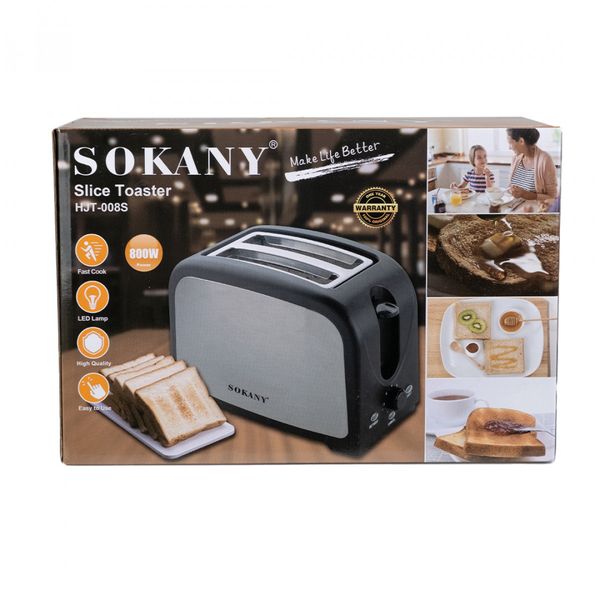 Тостер Sokany HJT008SBST Slice Toaster 800W тостерниця для бутербродів HJT008SBST фото