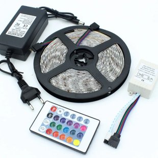 Стрічка світлодіодна з пультом GarlandoPro RGB 5050 водостійка 300 LED 5m LED стрічка 5050RGB фото