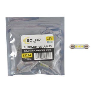 Автолампа Solar LED 12V SV8.5 T11x36 3smd 5050 white 10шт LS254_P фото