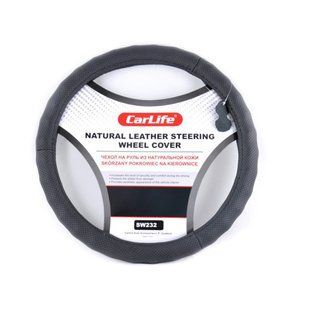 Чехол на руль Carlife 35-37 см кожаный, черный SW232S SW232S фото