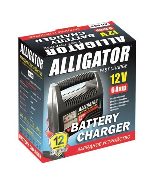 Зарядний пристрій АКБ Alligator 6/12В 80А&middot;год 6А AC803 фото