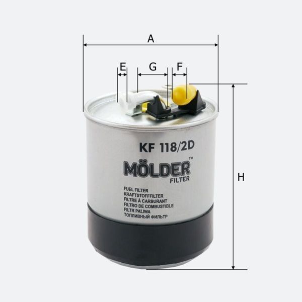 Фильтр топливный Molder Filter KF 118/2D (WF8353, KL228/2D, WK84223X) KF118/2D фото