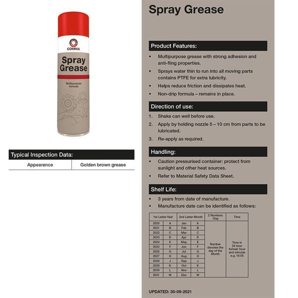 Змазка Comma Spray Grease рідка літієва прозора 500мл SG500M фото
