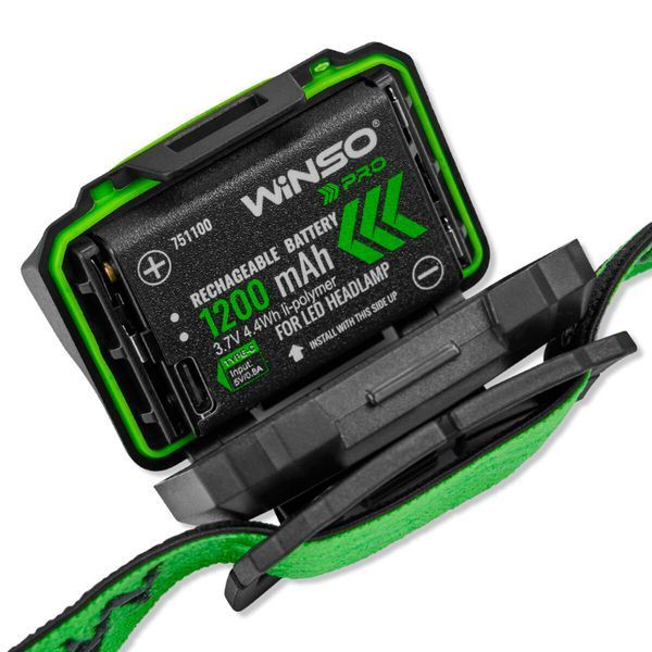 Фонарь налобный Winso Pro 500Lm, 2x5W CREE XTG, 1200mAh/3xAAA, с сенсором белый/красный 751300 фото