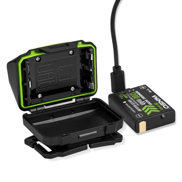 Фонарь налобный Winso Pro 500Lm, 2x5W CREE XTG, 1200mAh/3xAAA, с сенсором белый/красный 751300 фото